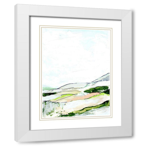 Minimal Landscape green II White Modern Wood Framed Art Print with Double Matting by Chapman, Marcy