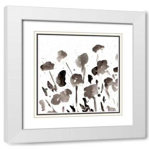 Simple Black Poppies I White Modern Wood Framed Art Print with Double Matting by Chapman, Marcy