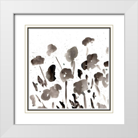 Simple Black Poppies I White Modern Wood Framed Art Print with Double Matting by Chapman, Marcy