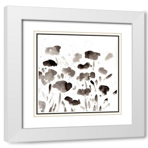 Simple Black Poppies II White Modern Wood Framed Art Print with Double Matting by Chapman, Marcy