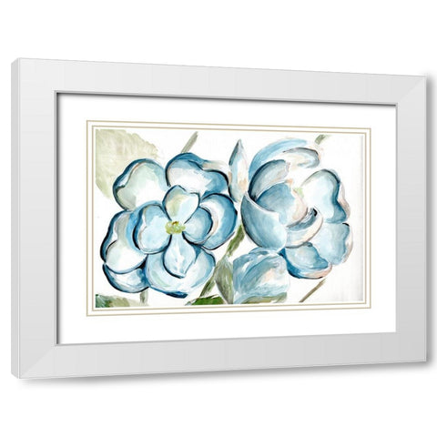 Morning Magnolias White Modern Wood Framed Art Print with Double Matting by Chapman, Marcy