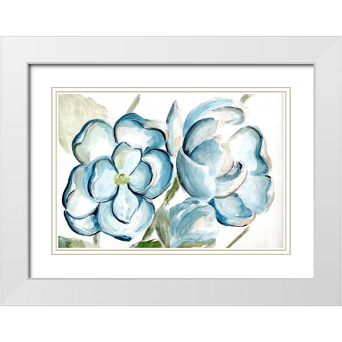 Morning Magnolias White Modern Wood Framed Art Print with Double Matting by Chapman, Marcy