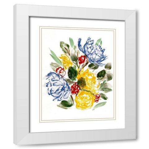 Chalky Blue And Yellow I White Modern Wood Framed Art Print with Double Matting by Chapman, Marcy