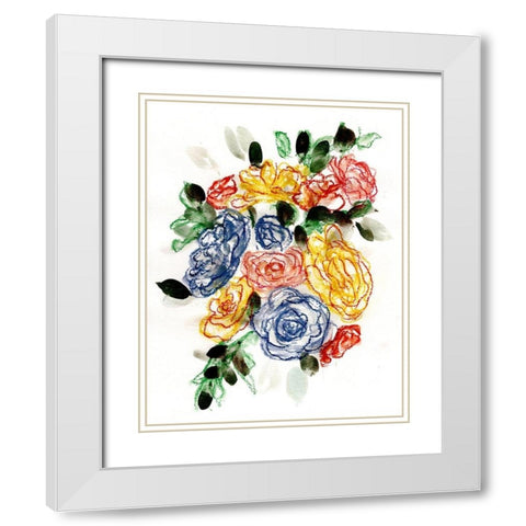 Chalky Blue And Yellow II White Modern Wood Framed Art Print with Double Matting by Chapman, Marcy