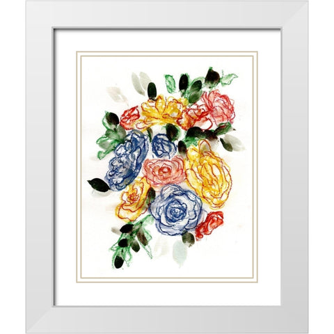 Chalky Blue And Yellow II White Modern Wood Framed Art Print with Double Matting by Chapman, Marcy