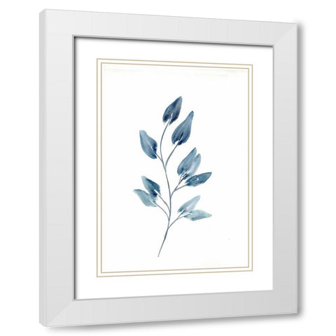 Farmhouse Leaves blue II White Modern Wood Framed Art Print with Double Matting by Chapman, Marcy