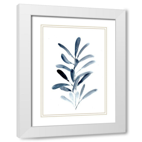 Farmhouse Leaves blue III White Modern Wood Framed Art Print with Double Matting by Chapman, Marcy