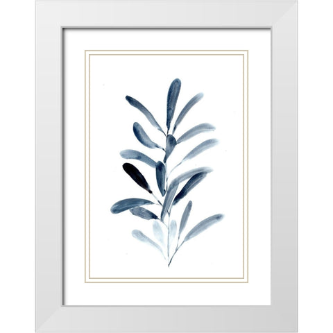Farmhouse Leaves blue III White Modern Wood Framed Art Print with Double Matting by Chapman, Marcy