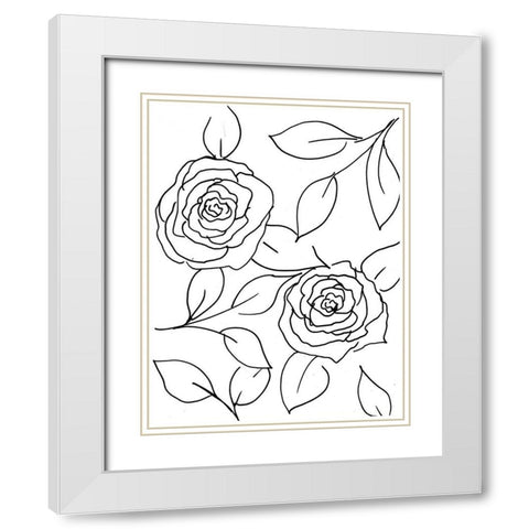 Hand Sketch Roses I White Modern Wood Framed Art Print with Double Matting by Chapman, Marcy