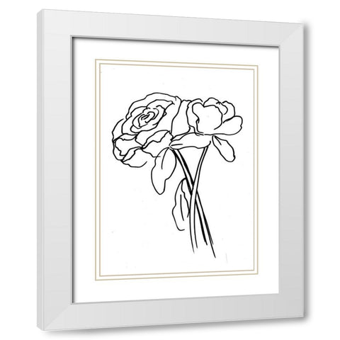 Hand Sketch Roses III White Modern Wood Framed Art Print with Double Matting by Chapman, Marcy