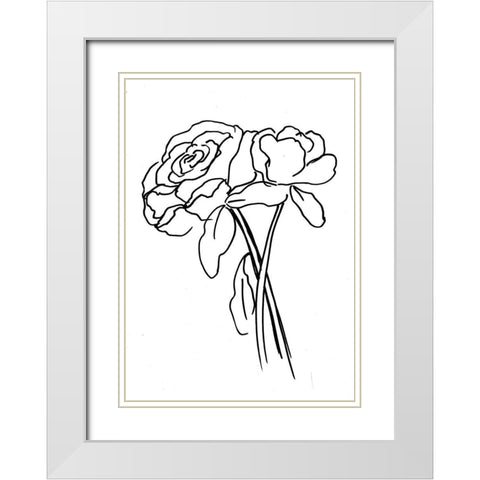 Hand Sketch Roses III White Modern Wood Framed Art Print with Double Matting by Chapman, Marcy
