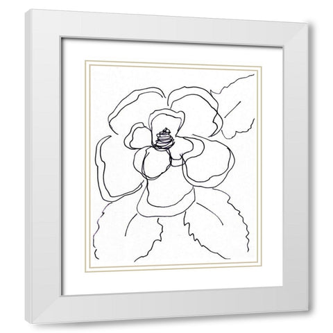 Hand Sketch Magnolia II White Modern Wood Framed Art Print with Double Matting by Chapman, Marcy