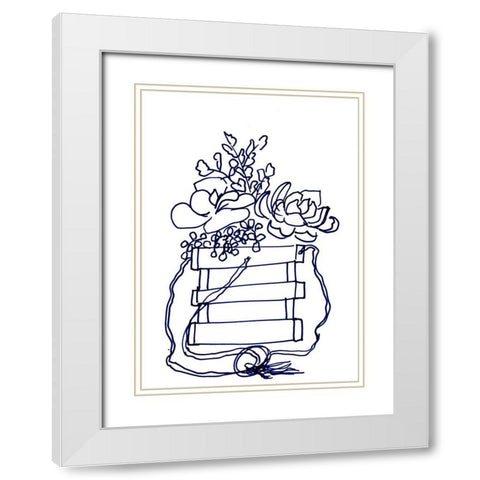 Hand Sketch Hanging Succulents blue White Modern Wood Framed Art Print with Double Matting by Chapman, Marcy