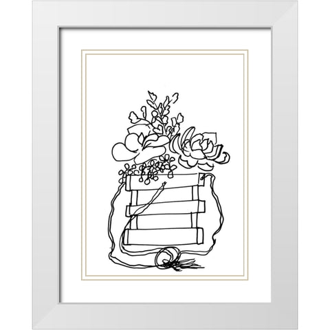 Hand Sketch Hanging Succulents black White Modern Wood Framed Art Print with Double Matting by Chapman, Marcy