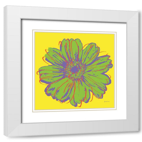 Flower Pop Art V White Modern Wood Framed Art Print with Double Matting by Cusson, Marie Elaine