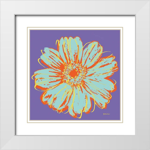 Flower Pop Art VI White Modern Wood Framed Art Print with Double Matting by Cusson, Marie Elaine