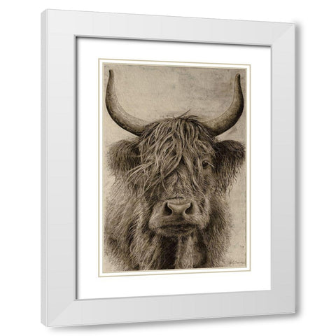 Highland rustic portrait White Modern Wood Framed Art Print with Double Matting by Cusson, Marie Elaine