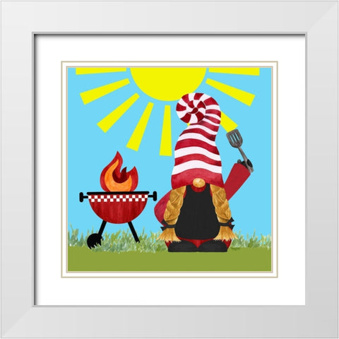 Gnome Grill Masters I White Modern Wood Framed Art Print with Double Matting by Reed, Tara