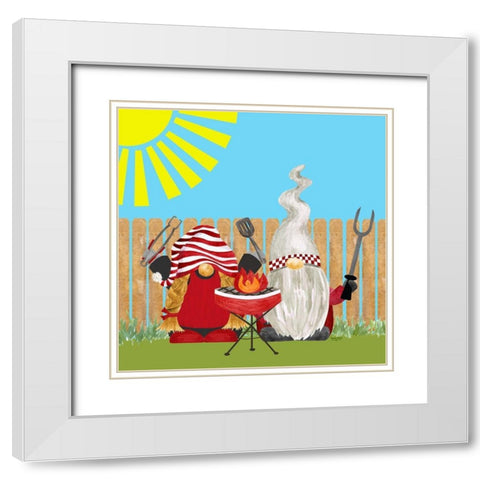 Gnome Grill Masters II White Modern Wood Framed Art Print with Double Matting by Reed, Tara