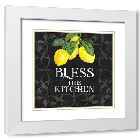 Live with Zest sentiment I-Bless this Kitchen White Modern Wood Framed Art Print with Double Matting by Reed, Tara