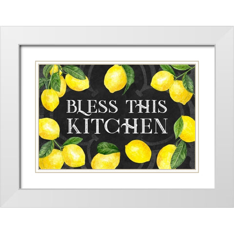 Live with Zest sentiment landscape I-Bless this Kitchen White Modern Wood Framed Art Print with Double Matting by Reed, Tara