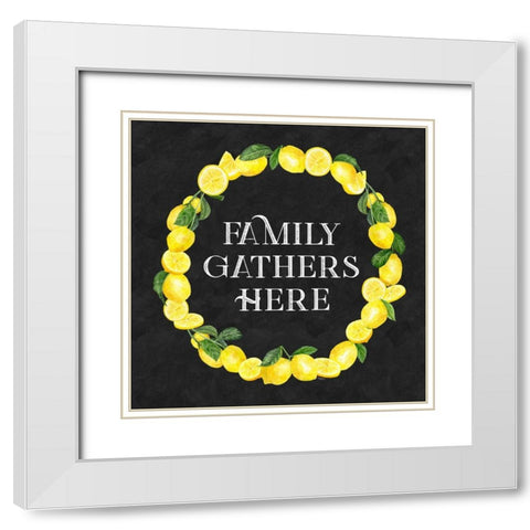 Live with Zest wreath sentiment II-Family Gathers White Modern Wood Framed Art Print with Double Matting by Reed, Tara