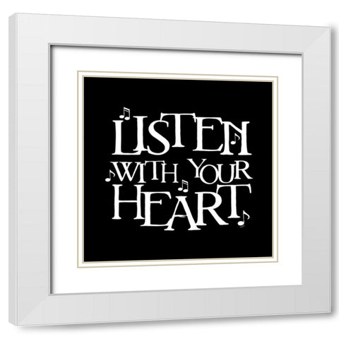 Moved by Music black VI-Listen White Modern Wood Framed Art Print with Double Matting by Reed, Tara