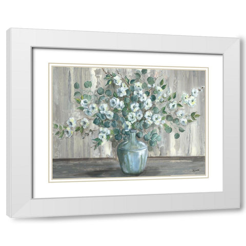 Apple Blossom Jug White Modern Wood Framed Art Print with Double Matting by Tre Sorelle Studios