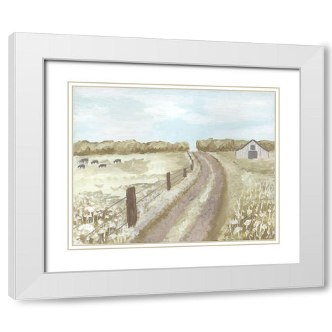 Barn  Road Fence White Modern Wood Framed Art Print with Double Matting by Bryan, Kathleen