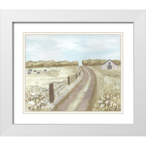 Barn  Road Fence White Modern Wood Framed Art Print with Double Matting by Bryan, Kathleen