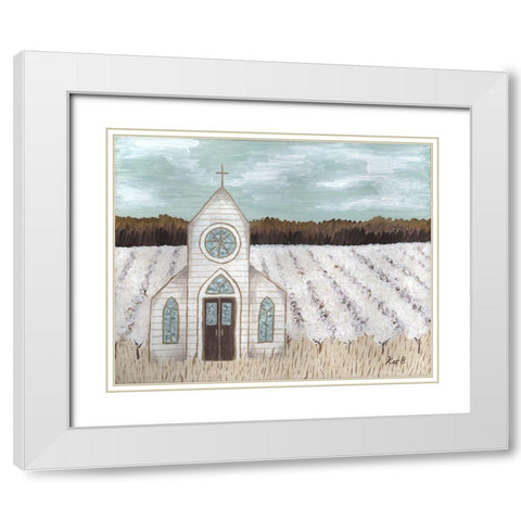 Farm  Sketch Church landscape White Modern Wood Framed Art Print with Double Matting by Bryan, Kathleen