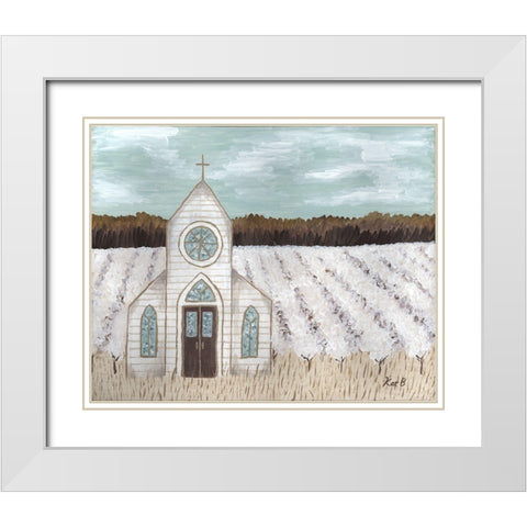 Farm  Sketch Church landscape White Modern Wood Framed Art Print with Double Matting by Bryan, Kathleen