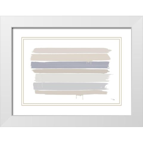 Light  Strokes White Modern Wood Framed Art Print with Double Matting by PELA