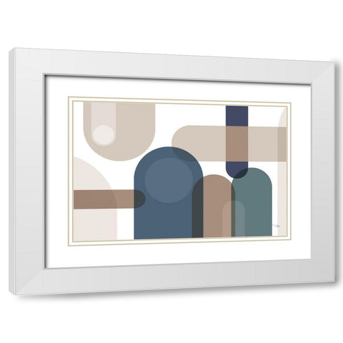 Metro  67 blue White Modern Wood Framed Art Print with Double Matting by PELA