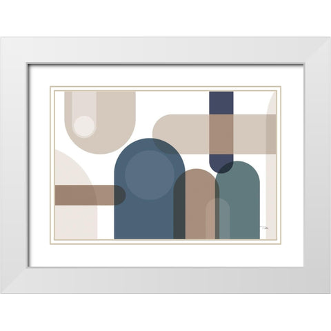 Metro  67 blue White Modern Wood Framed Art Print with Double Matting by PELA