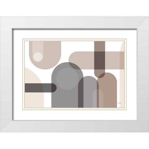 Metro  67 neutral White Modern Wood Framed Art Print with Double Matting by PELA