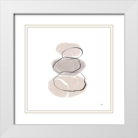 Organic  Feel II White Modern Wood Framed Art Print with Double Matting by PELA