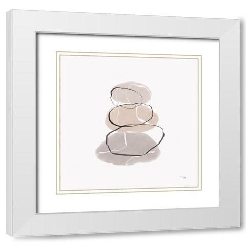 Organic  Feel III White Modern Wood Framed Art Print with Double Matting by PELA