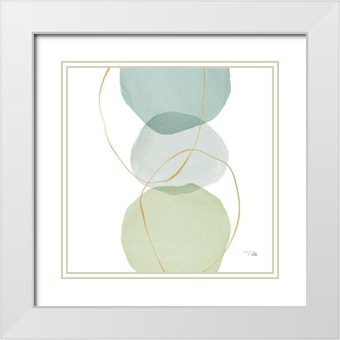 Pastel  Circles II White Modern Wood Framed Art Print with Double Matting by PELA