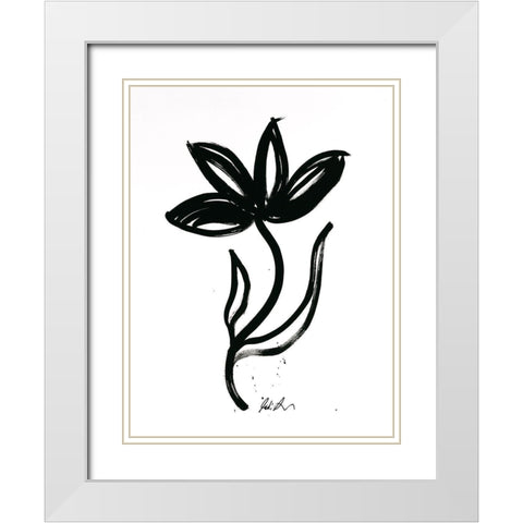 Inked Florals II White Modern Wood Framed Art Print with Double Matting by Augustine, Jodi