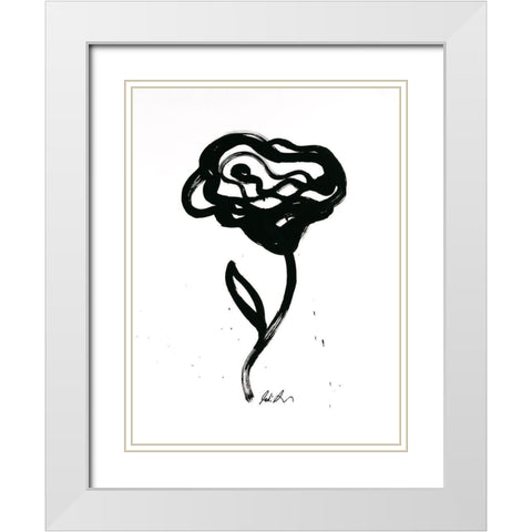 Inked Florals IV White Modern Wood Framed Art Print with Double Matting by Augustine, Jodi