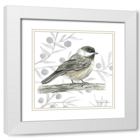 Backyard Birds II-Chickadee White Modern Wood Framed Art Print with Double Matting by Wilson, Kelsey