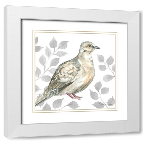 Backyard Birds V-Mourning Dove White Modern Wood Framed Art Print with Double Matting by Wilson, Kelsey