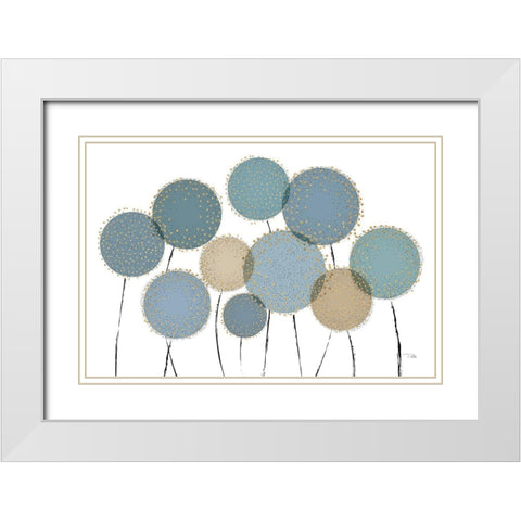 Bloom in Blue White Modern Wood Framed Art Print with Double Matting by Pela