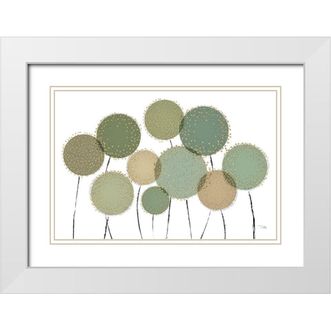 Bloom in Green White Modern Wood Framed Art Print with Double Matting by Pela