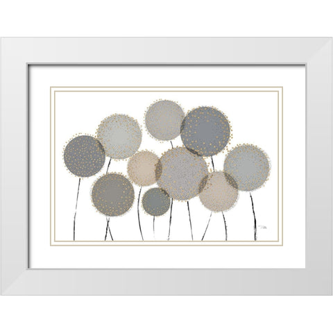 Bloom in Grey White Modern Wood Framed Art Print with Double Matting by Pela