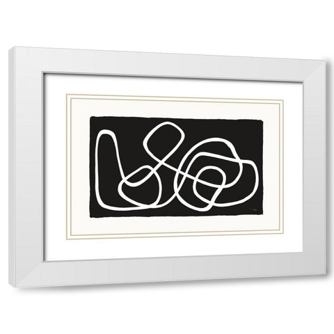 Lines And Curves on black I White Modern Wood Framed Art Print with Double Matting by Pela