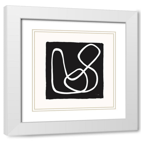Lines And Curves on black II White Modern Wood Framed Art Print with Double Matting by Pela
