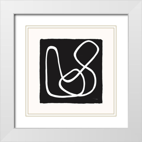 Lines And Curves on black II White Modern Wood Framed Art Print with Double Matting by Pela