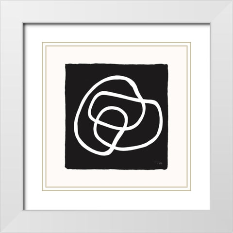 Lines And Curves on black III White Modern Wood Framed Art Print with Double Matting by Pela